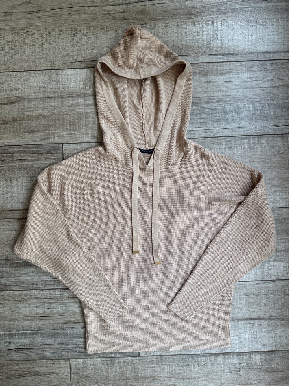 Cyrus Women's Beige Knit Hooded Sweater Size XS Pullover Cozy Minimalist